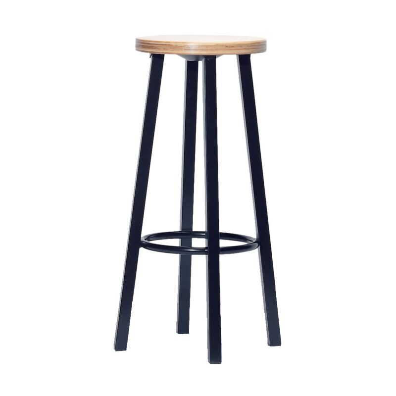 Barkruk Basic Easy Staal Zwart met houten zitting