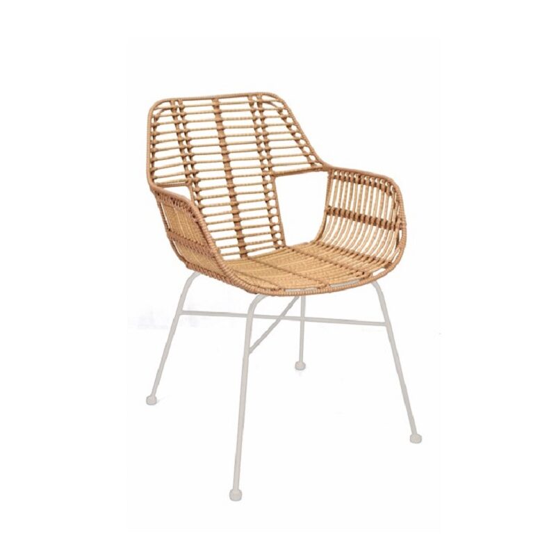 Stoel Beach Rotan met armleuning - wit frame
