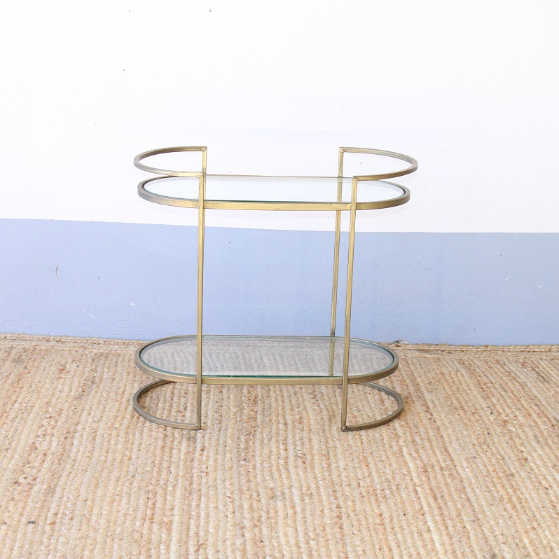 Bijzettafel goud glas