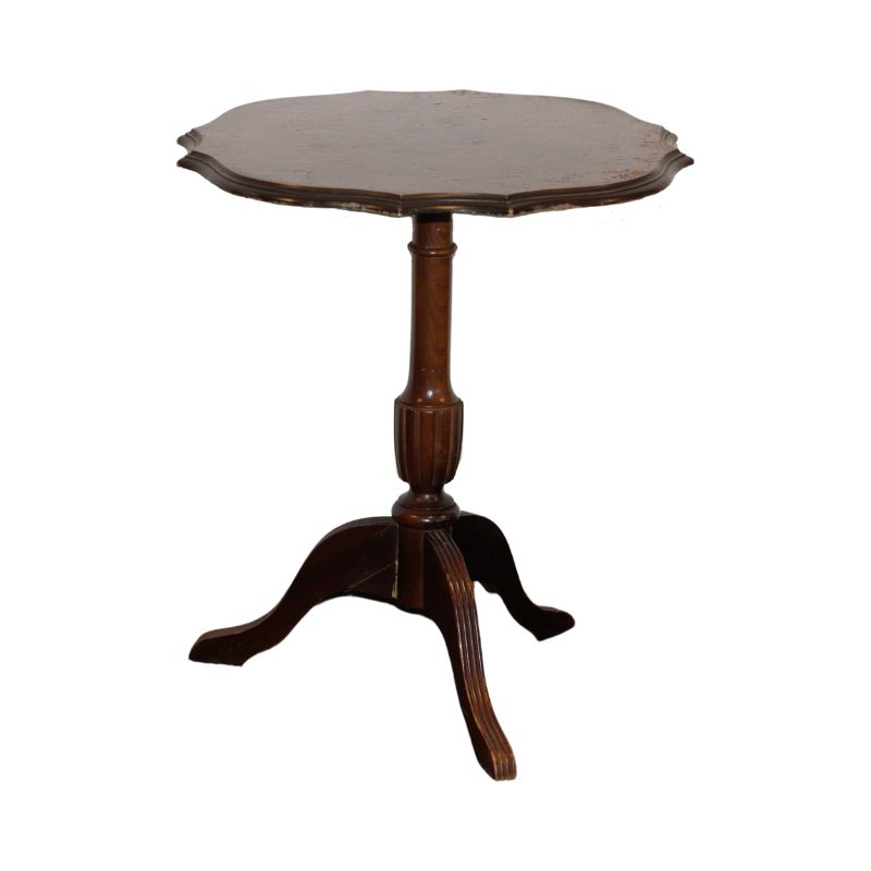 Bijzettafel vintage rond klein hout 1