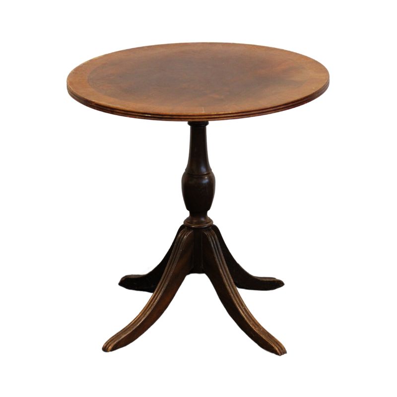 Bijzettafel vintage rond klein hout 2