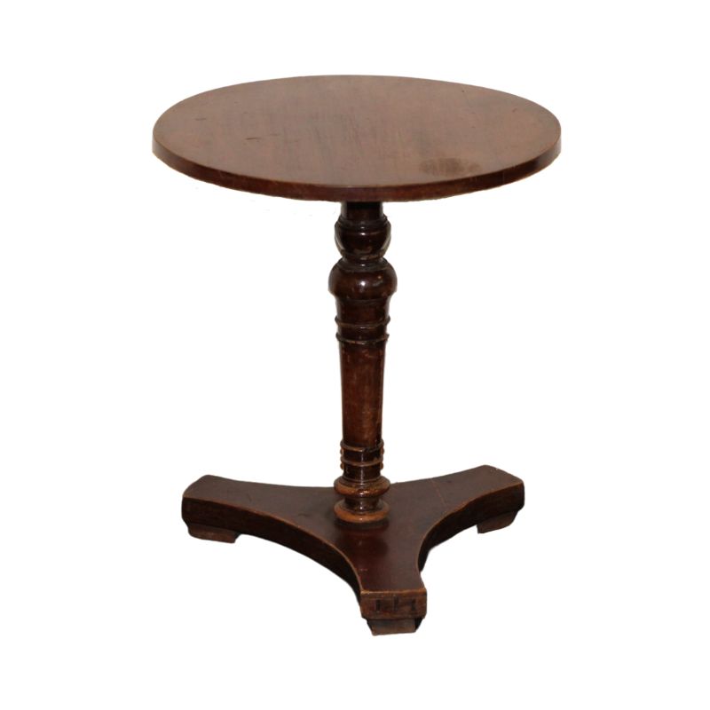 Bijzettafel vintage rond klein hout 3