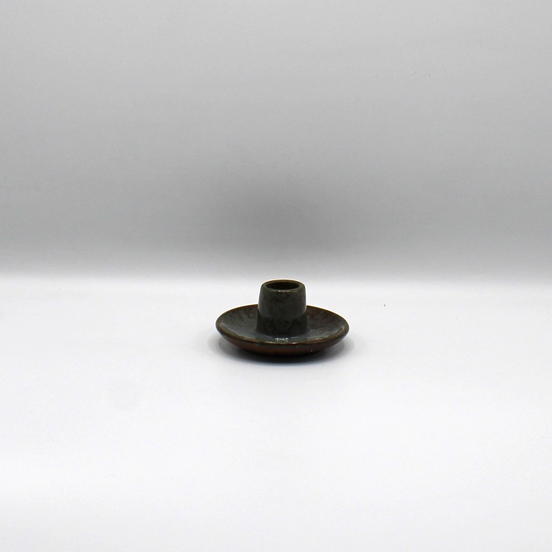 Kandelaar aardewerk bruin/groen