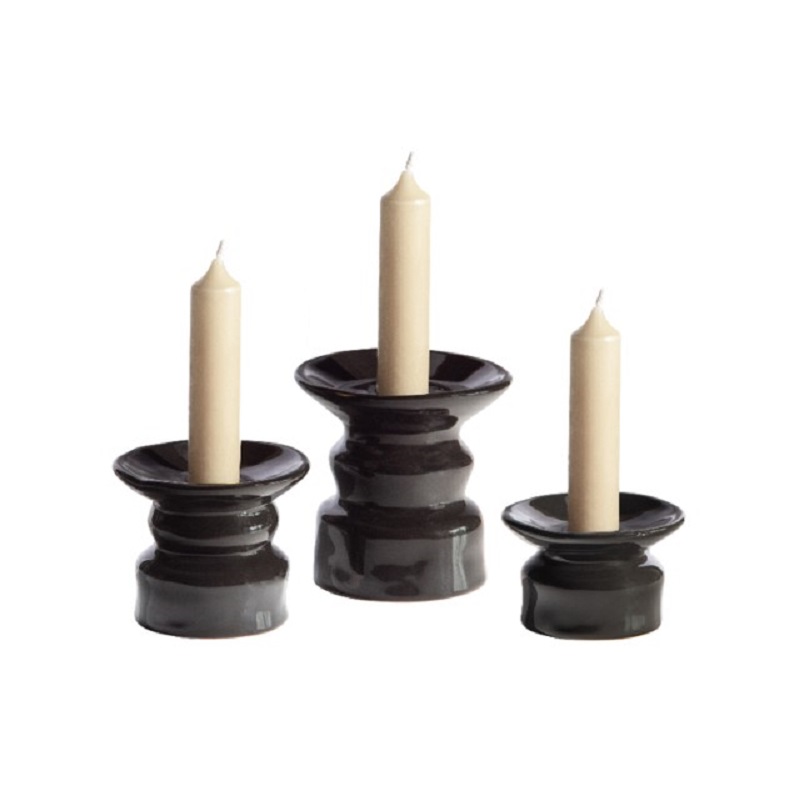 Kandelaar keramiek zwart (set van 3)