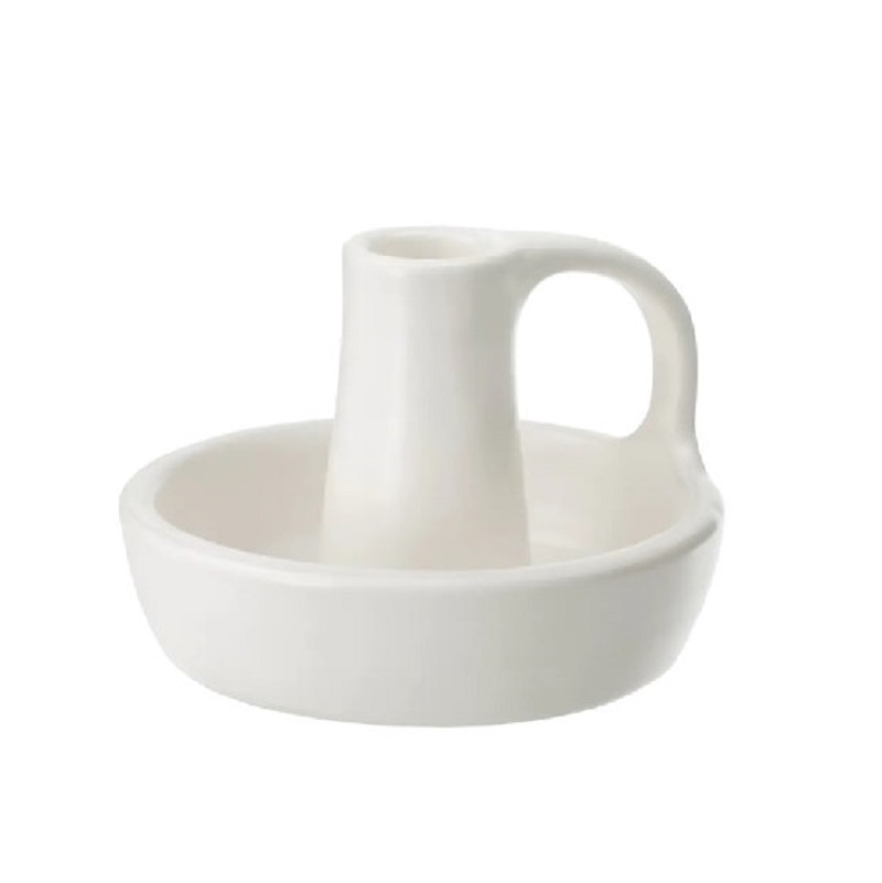 Kandelaar met oor aardewerk wit