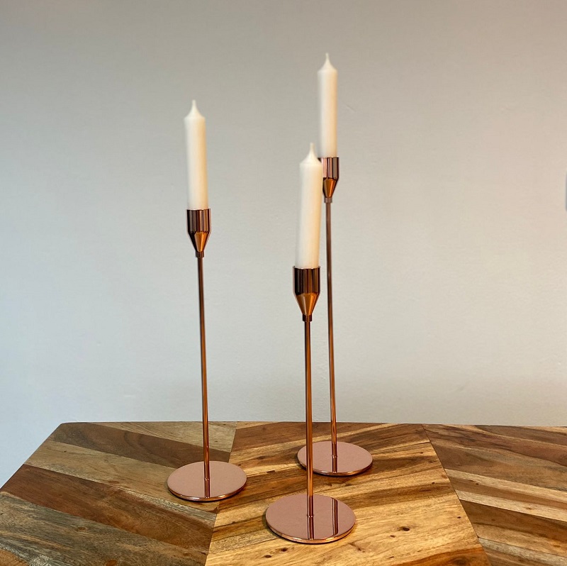 Kandelaar rosegoud - set van 3