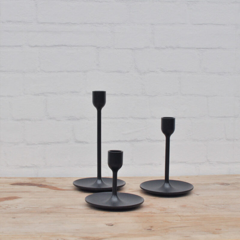 Kandelaars staal zwart - set van 3