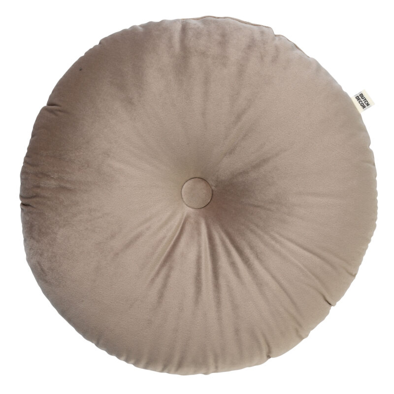Kussen beige fluweel rond