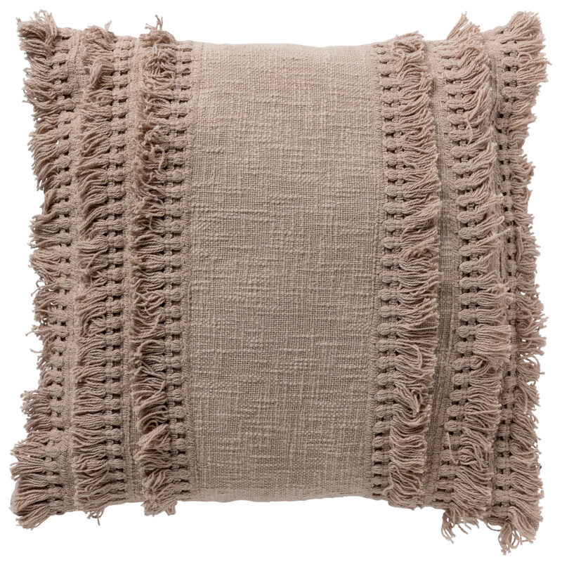 Kussen beige franjes