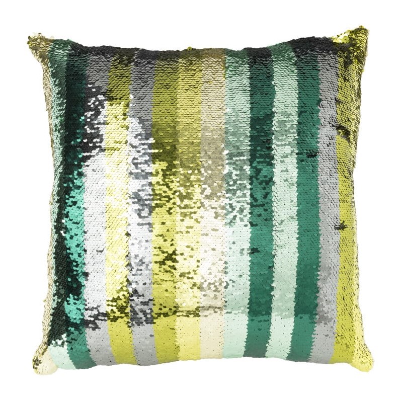 Kussen pailletten groen gestreept