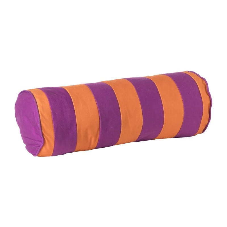 Kussen rol paars oranje gestreept