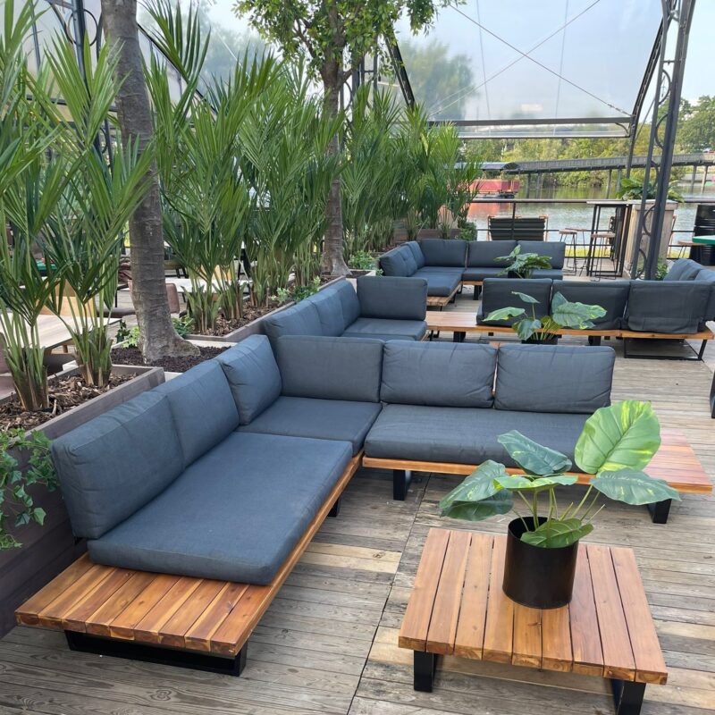 Loungebank TML grijs met hout