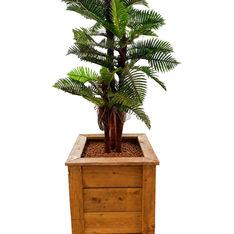 Kunstplant palmboom 185 cm in vintage plantenbak