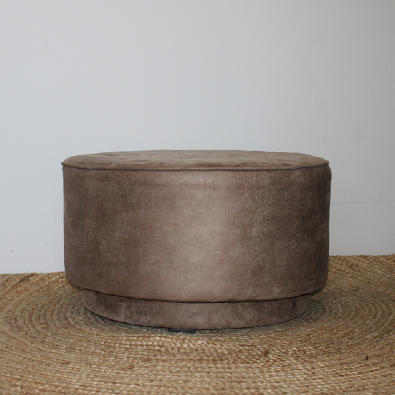 Poef bruin lederlook groot