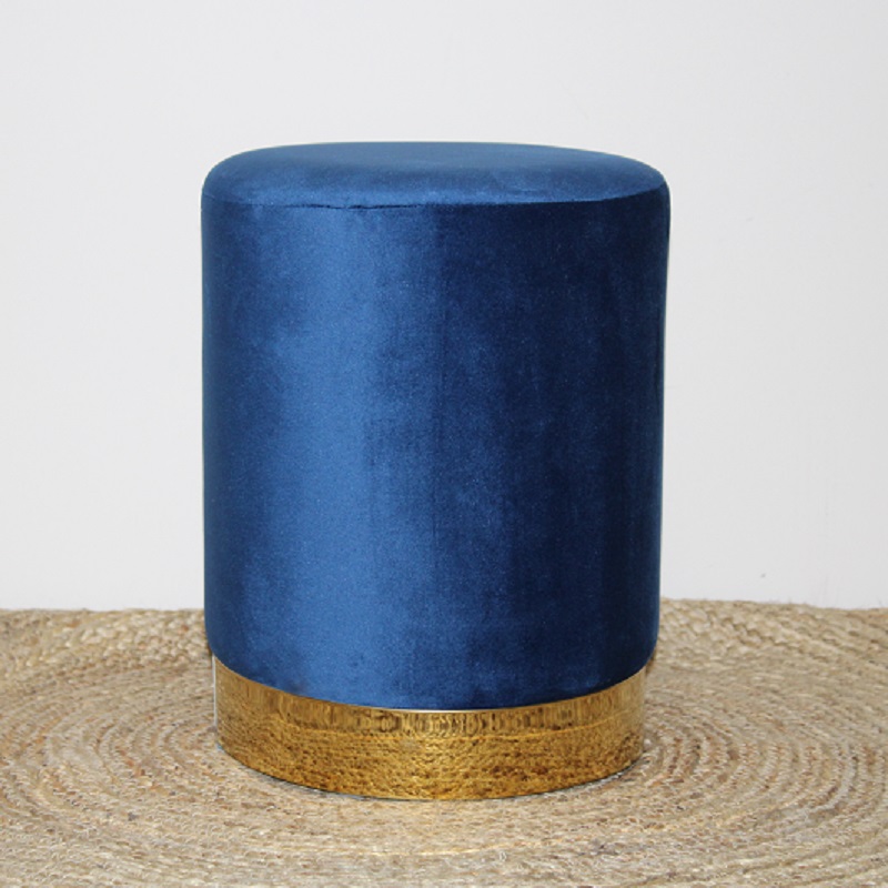 Poef donkerblauw met goud