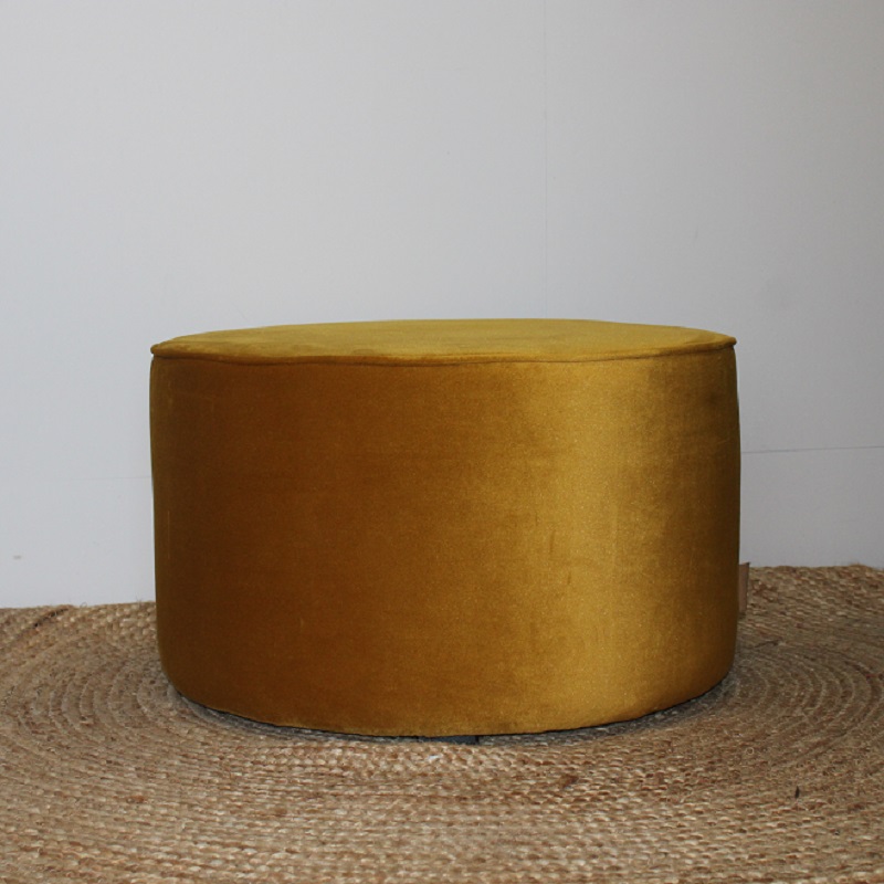 Poef velvet mosterd groot