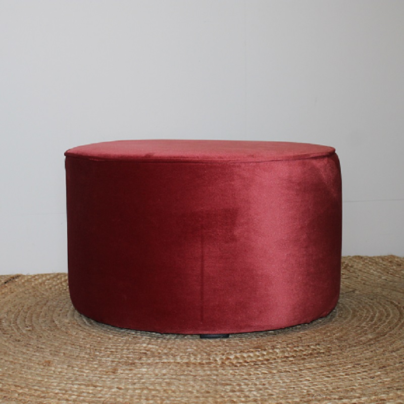 Poef velvet cherry groot