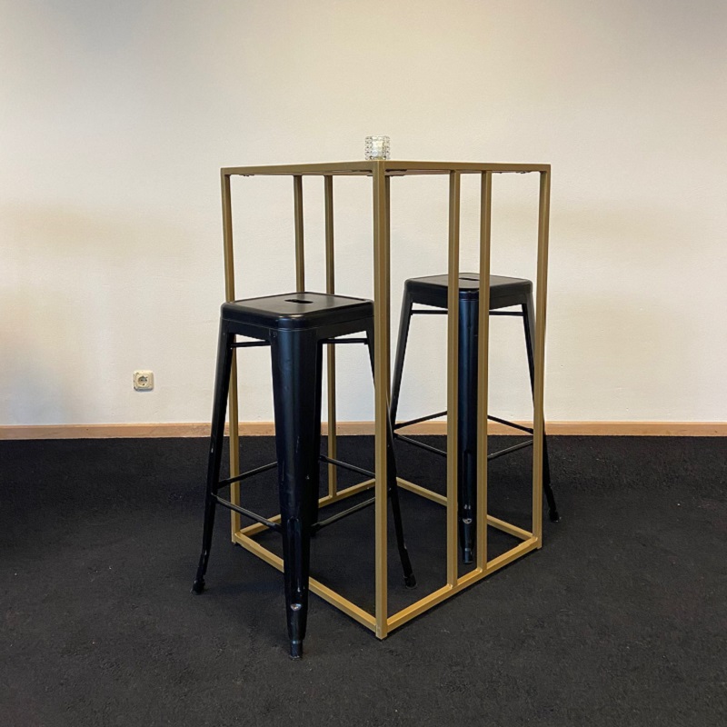 Statafel CUBE goud zwart marmer