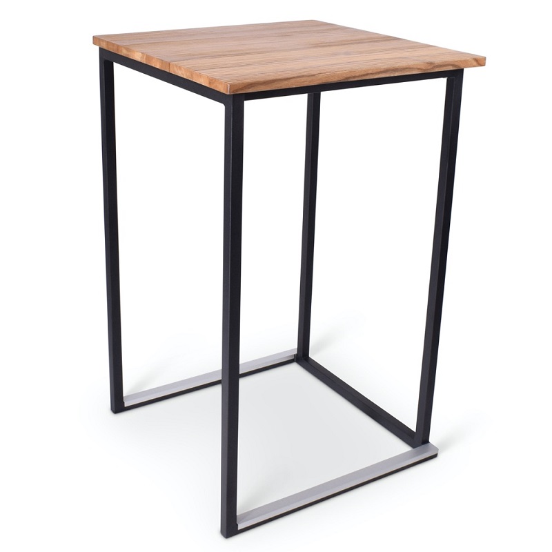 Statafel zwart staal met hout 70x70