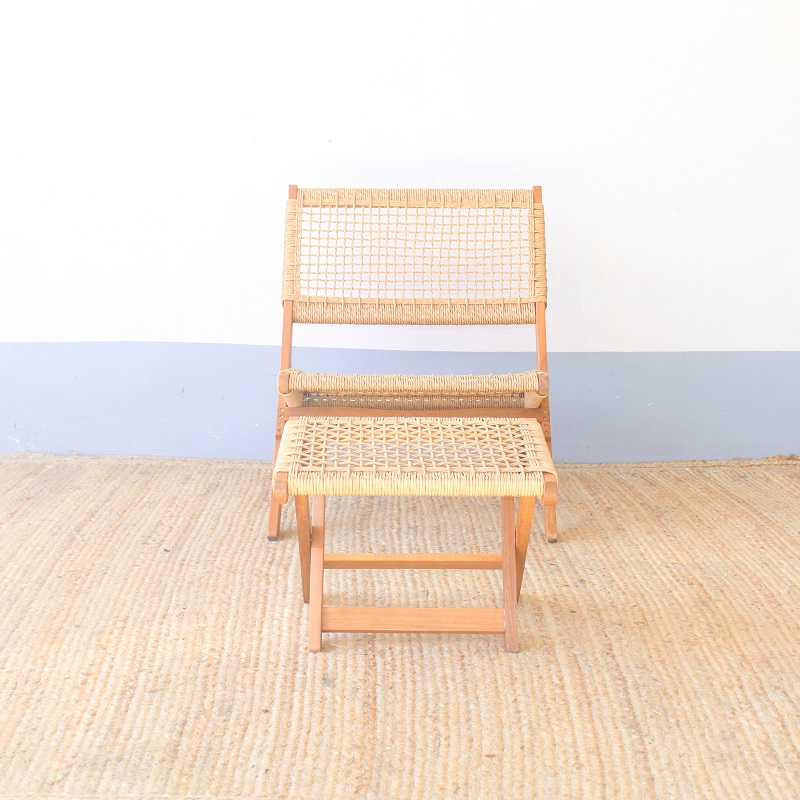 Stoel Bart Rotan met voetenbank