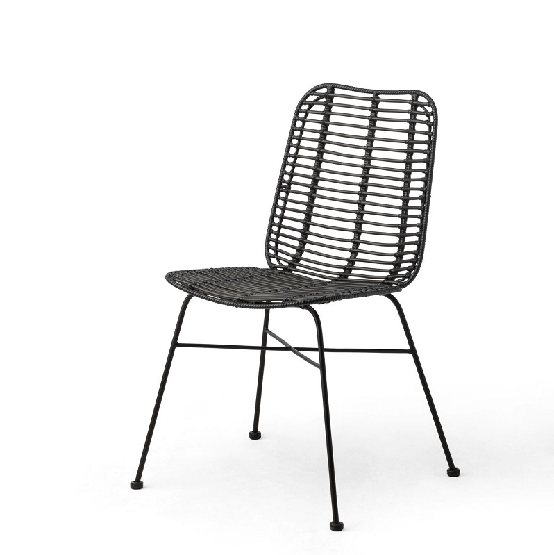 Stoel Beach Zwart Rotan - zwart frame