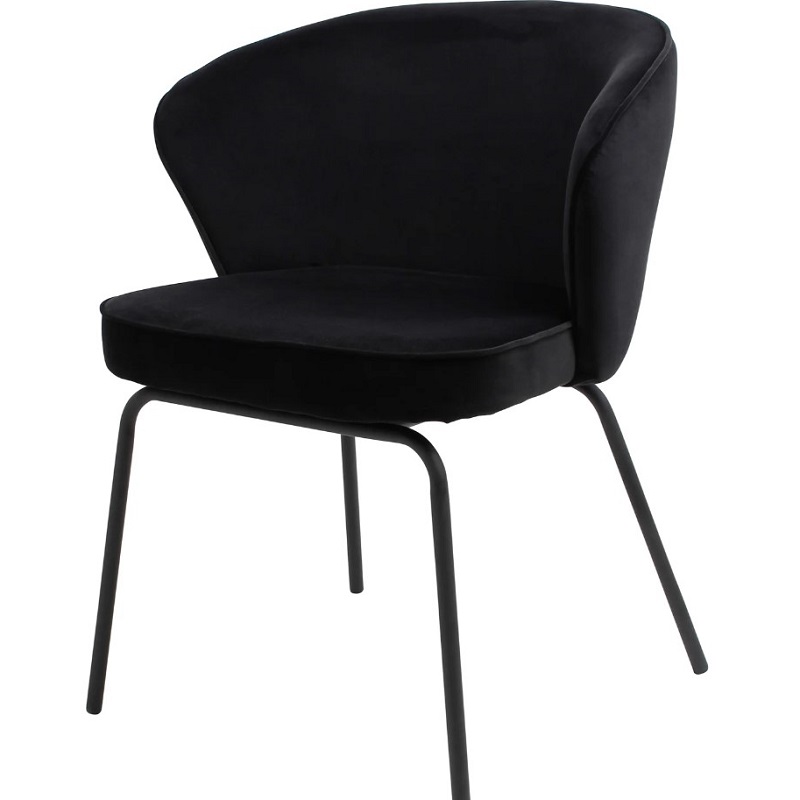 Stoel Elize fluweel zwart