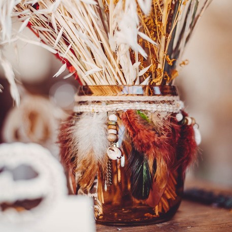 Waxinehouder boho taupe