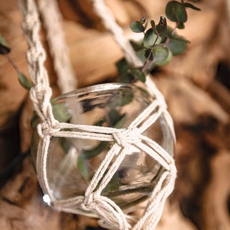 Waxinehouder glas & macramé