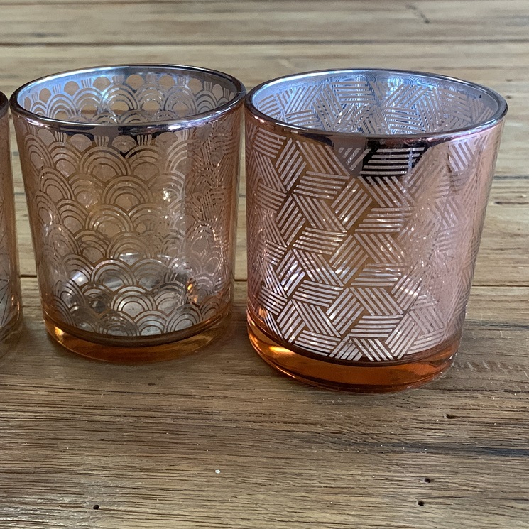 Waxinehouder glas rose