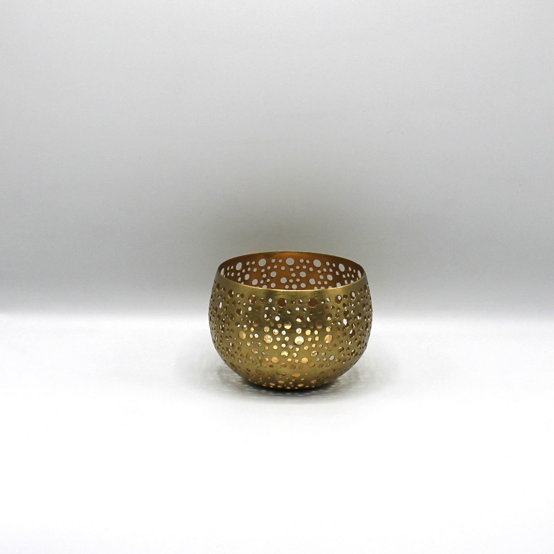 Waxinehouder rond goud