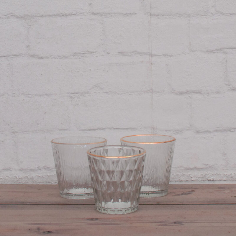 Waxinehouder glas goud