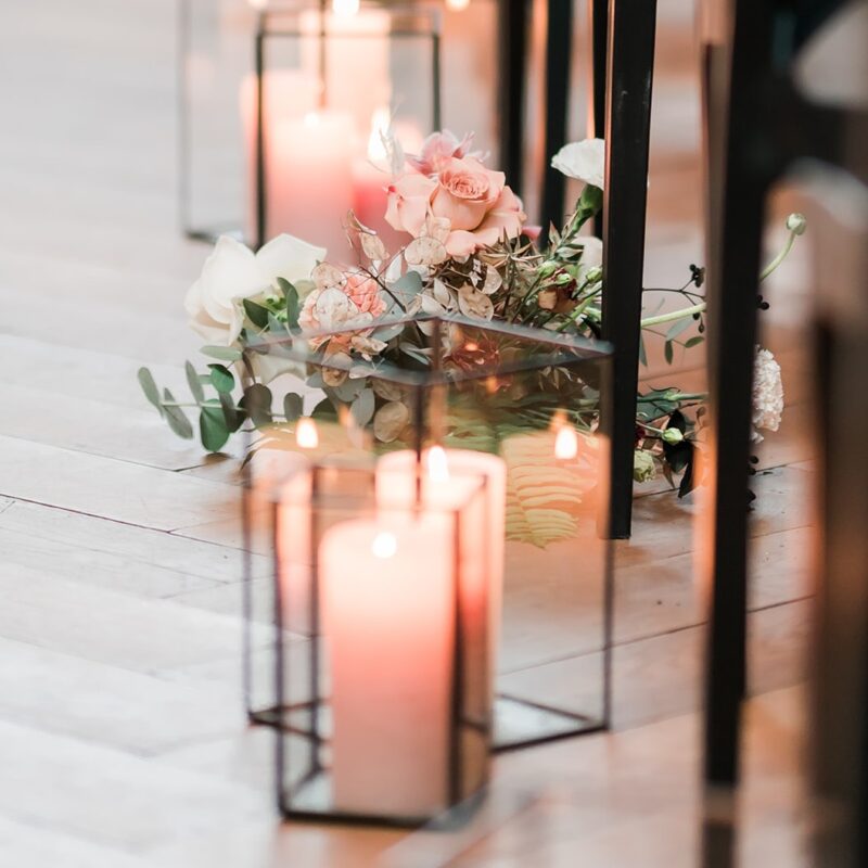 Windlicht glas/zwart (set van 3)