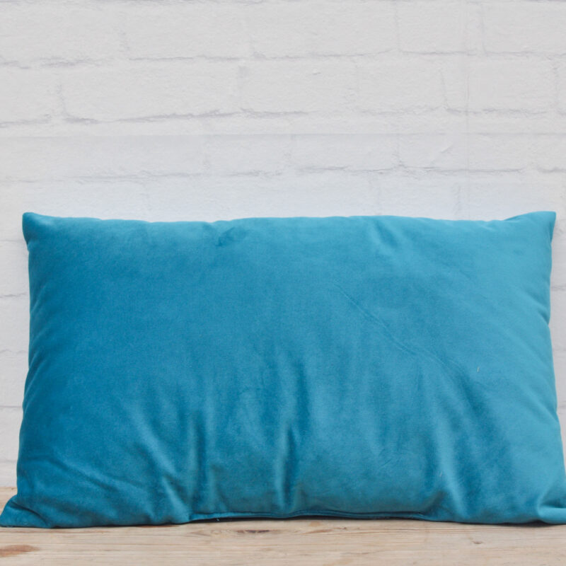 Kussen velvet langwerpig blauw