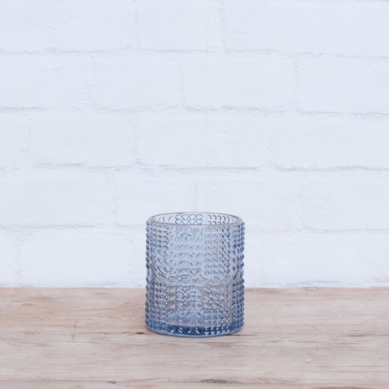 Waxinehouder Blauw reliëf