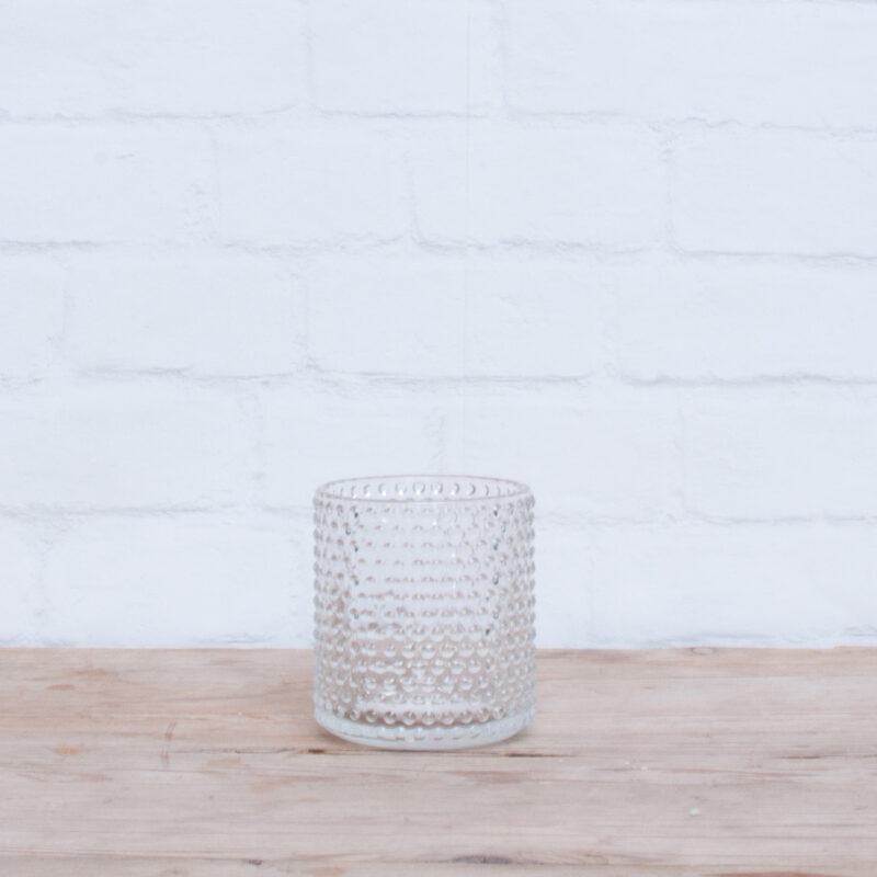 Waxinehouder glas reliëf