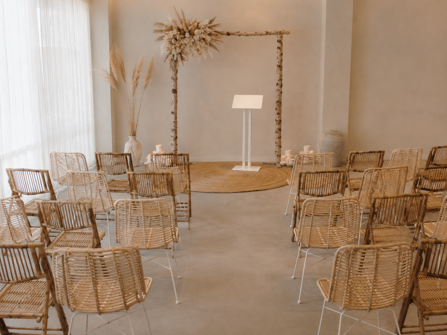 Boho Beach Ceremonie setting