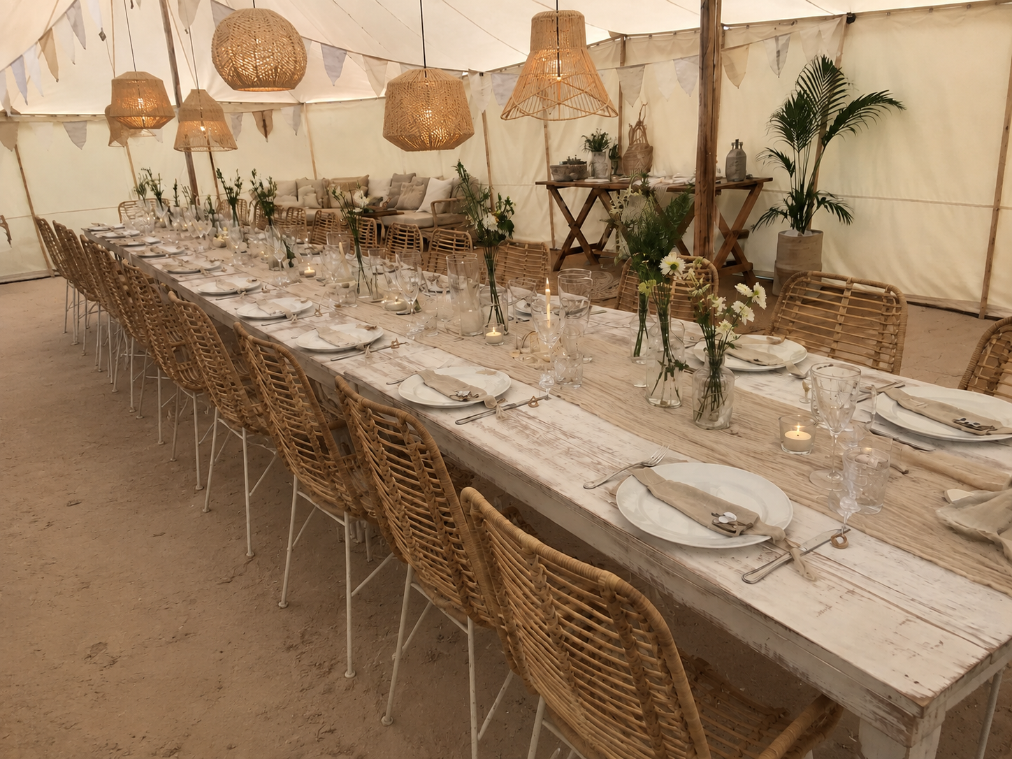 Boho beach diner setting